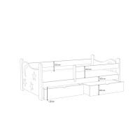 Detská posteľ z masívu borovice STARS s výrezom a šuplíkmi - 200x90 cm - PRÍRODNÁ BOROVICA