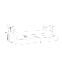 Detská posteľ z masívu borovice TORNADO so šuplíkmi - 200x90 cm - BIELA