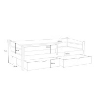 Detská posteľ z masívu borovice ZORA so šuplíkmi - 200x90 cm - BIELA