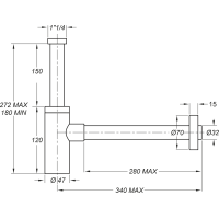 Sapho Umývadlový sifón 5/4", odpad 32mm, okrúhly, zlato mat SI519D