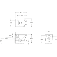Sapho PACO SHORT závesná WC misa, Rimless, 36x47, 5cm, biela PZ1012SH