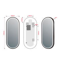 Sapho KAIRA oválne zrkadlo s LED osvetlením 120x50cm, čierna mat KA500