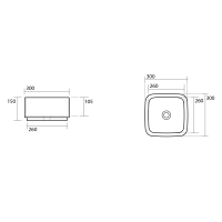 Kerasan HAKO keramické umývadlo na dosku 30x30cm, čierna mat 554331