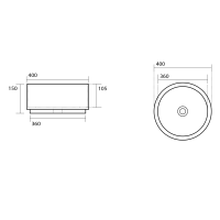 Kerasan OKE keramické umývadlo na dosku, Ø 40cm, čierna mat 554131