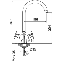 Sapho XELLA stojanková drezová batéria, gun metal XE603GM