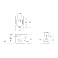 Sapho PACO závesná WC misa, Vortex Rimless, 36x53cm, biela PZ1012V