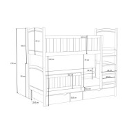 Detská poschodová posteľ z masívu borovice BARTOLOMEJ so šuplíkmi - 190x90 cm - BIELA
