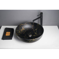 Sapho RONDANE keramické umývadlo na dosku Ø 41cm, portoro mramor AR435PT