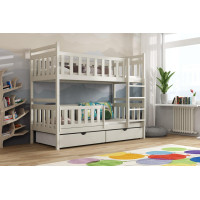 Detská poschodová posteľ z masívu borovice KAREL so šuplíkmi - 180x80 cm - KAŠMÍROVÁ