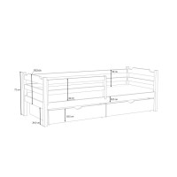 Detská posteľ z masívu borovice MIKULÁŠ so šuplíkmi - 180x80 cm - PRÍRODNÁ BOROVICA