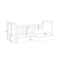 Detská posteľ z masívu borovice NOEL so šuplíkmi - 200x90 cm - BIELA