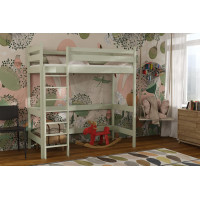 Detská vyvýšená posteľ z masívu borovice TEXAS - 180x80 cm - OLIVOVO ZELENÁ