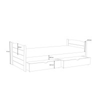 Detská posteľ z masívu borovice URŠULA so šuplíkmi - 180x80 cm - PRÍRODNÁ BOROVICA