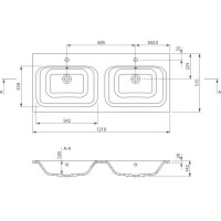 Sapho ARECA dvojumývadlo, liaty mramor, 121x51, 5cm, biela AC121