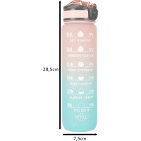 Fľaša na vodu 1l - ružová/tyrkysová