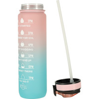 Fľaša na vodu 1l - ružová/tyrkysová