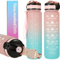 Fľaša na vodu 1l - ružová/tyrkysová