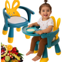 Detská jedálenská stolička Zajačik - modrá / žltá