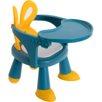 Detská jedálenská stolička Zajačik - modrá / žltá