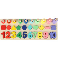 Drevená Montessori vkladačka s tvarmi a číslami 3v1