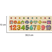 Drevená Montessori vkladačka s tvarmi a číslami 3v1