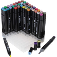 Obojstranné liehové fixy v púzdre 80 ks + stojan