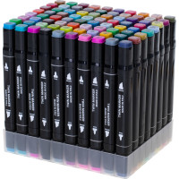 Obojstranné liehové fixy v púzdre 80 ks + stojan