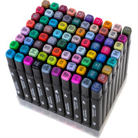 Obojstranné liehové fixy v púzdre 80 ks + stojan