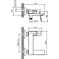 Aqualine FLERY nástenná vaňová/sprchová batéria, otočné ramienko, chróm FY010