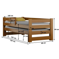 Detská posteľ z masívu PAVLÍK DUO - 190x80/180x80 cm