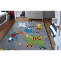 Detský koberec Veselý cirkus - sivý