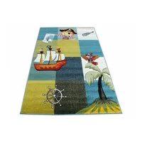 Detský koberec Pirátska loď - modrý