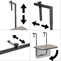 Závesný stolík na balkón ARETTO - šedý