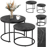 Konferenčný stolík GALEN SMALL - grafitový mramor/čierny