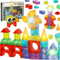 Svietiaca LED magnetická 3D stavebnica - 134 prvkov