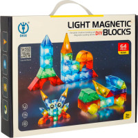 Svietiaca LED magnetická 3D stavebnica - 64 prvkov