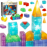 Svietiaca LED magnetická 3D stavebnica - 64 prvkov