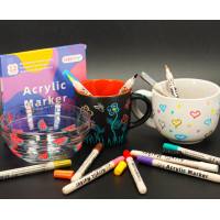 Akrylové vodeodolné DIY popisovače - 12 ks