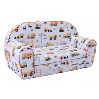 Detská rozkladacia JUNIOR pohovka Stavebné stroje - šedá