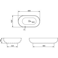 Sapho CALEO keramické umývadlo na dosku, 60x42cm, portoro mramor CA590PT