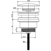Sapho Umývadlová výpusť 5/4“, click-clack, veľká zátka, 10-55mm, meď mat CV1002PG