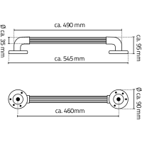 Ridder Pevnostné madlo plastové, 450mm, chróm A1014537