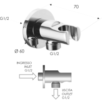 Sapho Držiak okrúhly, pevný, s vyústením, zlato mat 1205-0919