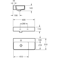 Sapho ISTIA keramické umývadlo, 60x41cm, biela AR6041