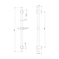 Sapho Sprchová tyč, posuvný držiak, guľatá, 700mm, zlato mat SC019