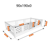 Detská Montessori posteľ z masívu borovice LUNA - 190x90 cm
