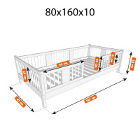 Detská posteľ z masívu borovice LUNA 10 - 160x80 cm