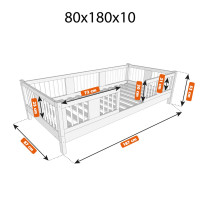 Detská posteľ z masívu borovice LUNA 10 - 180x80 cm