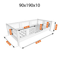 Detská posteľ z masívu borovice LUNA 10 - 190x90 cm