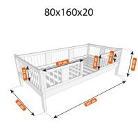 Detská posteľ z masívu borovice LUNA 20 - 160x80 cm